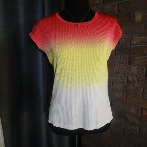 Jones New York Women's Ombre Style Capped Sleeve Ribbed Top - Size L